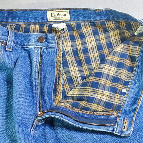 L.L.Bean Double L® Jeans, Relaxed Fit, Flannel-Lined men's size 36X29 denim blue - Picture 9 of 12